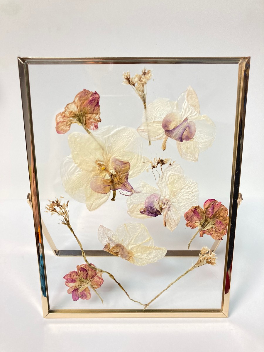 Tablou cu flori presate cu ramă metalică - imagine 3